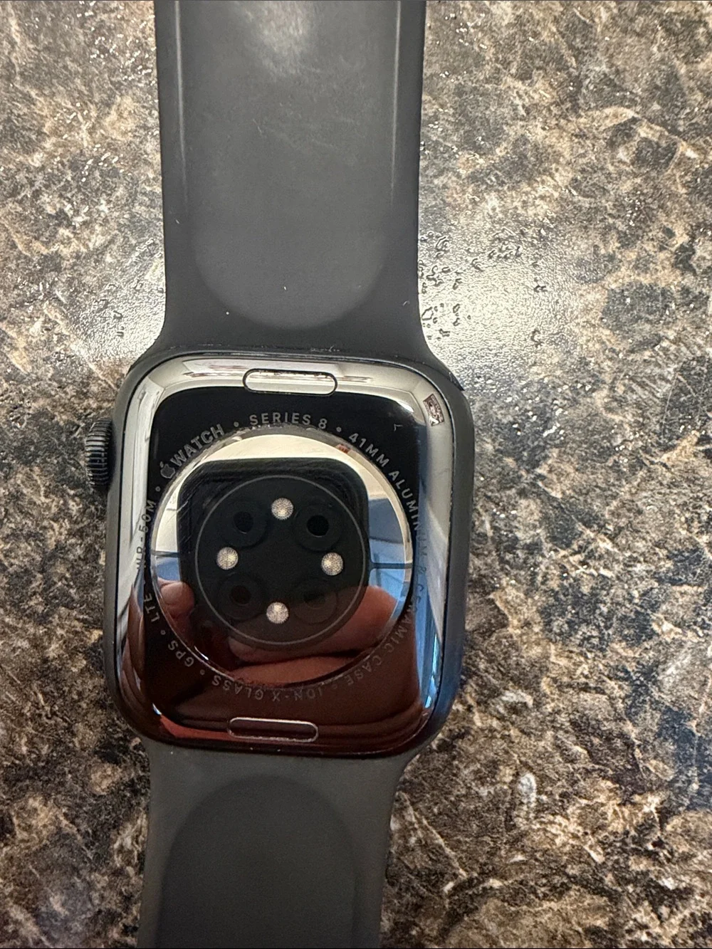 Apple Watch Series 8, Black, 41mm, GPS Smartwatch with Black Silicone Band